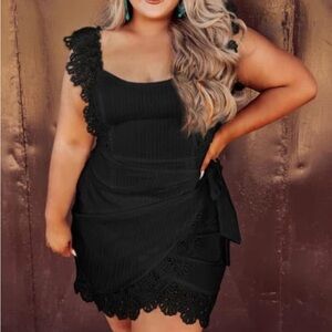 Southern Fried Chics Black Eyelet Lace Trim Wrap style Dress.  NWT  XXL